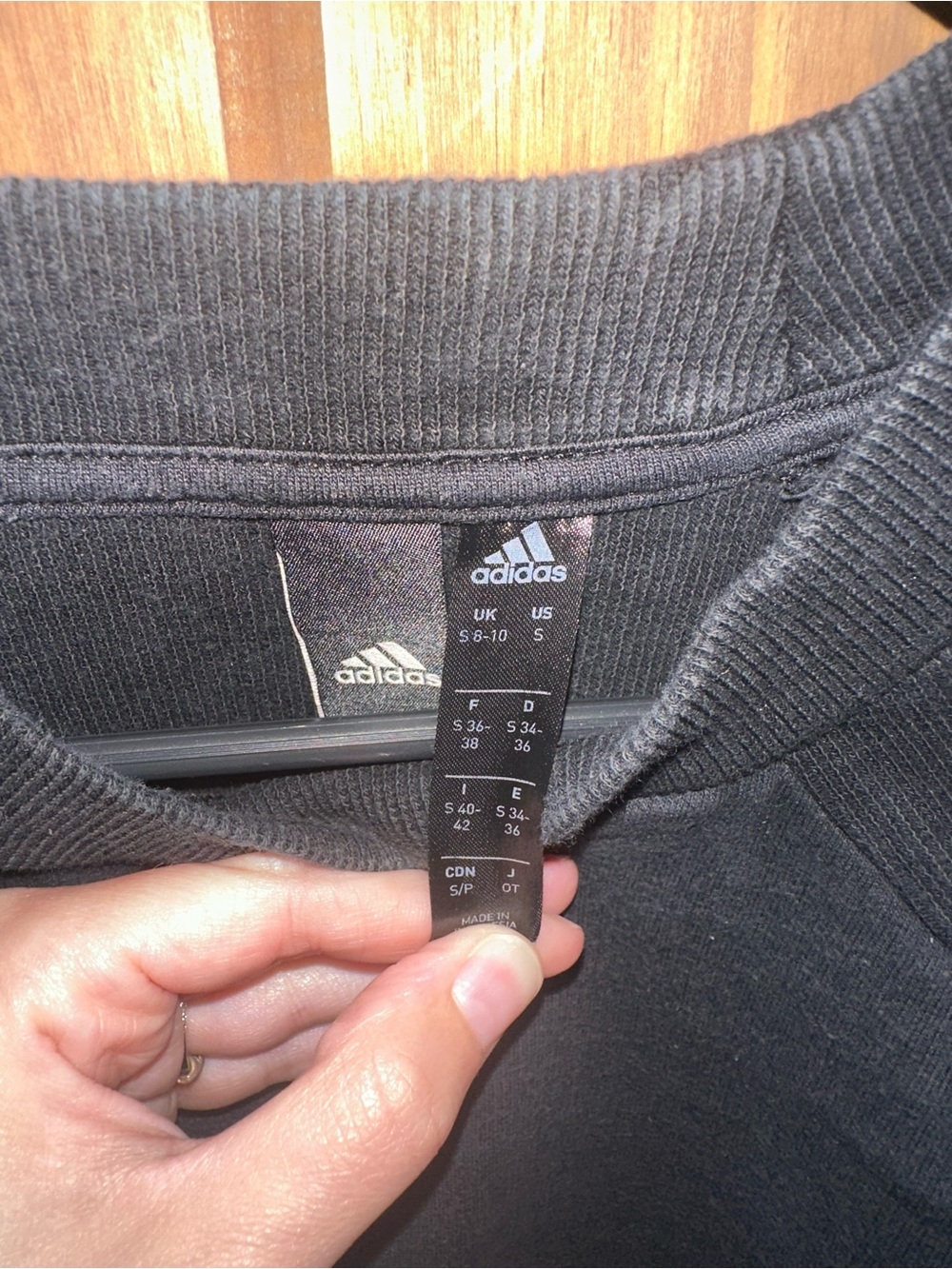 adidas Black Cropped Crewneck Sweatshirt with Logo - Picture 3 of 4